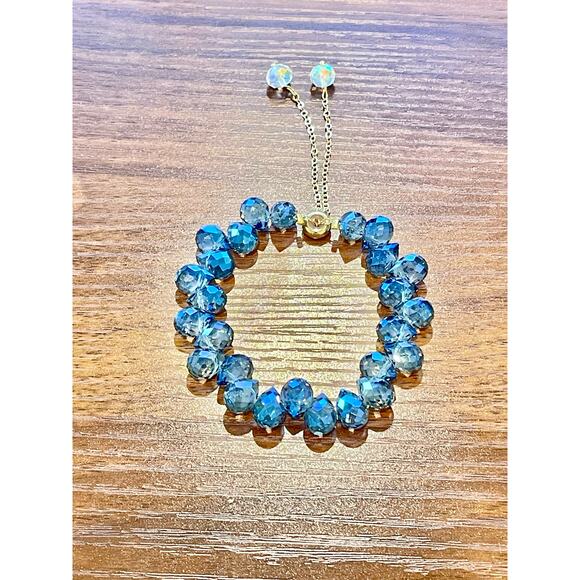 Swarovski Beaded Bracelet- Blue Gold - Picture 8 of 10